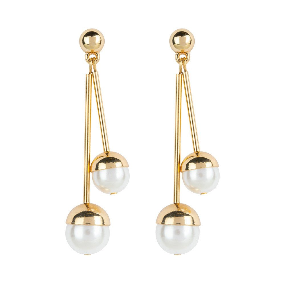 DROPPING PEARL EARRINGS | GOLD - OTHERLETTERS