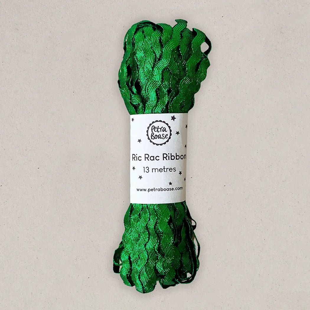 EMERALS GREEN METALLIC RIC RAC RIBBON 13m | BY PETRA BOASE - OTHERLETTERS