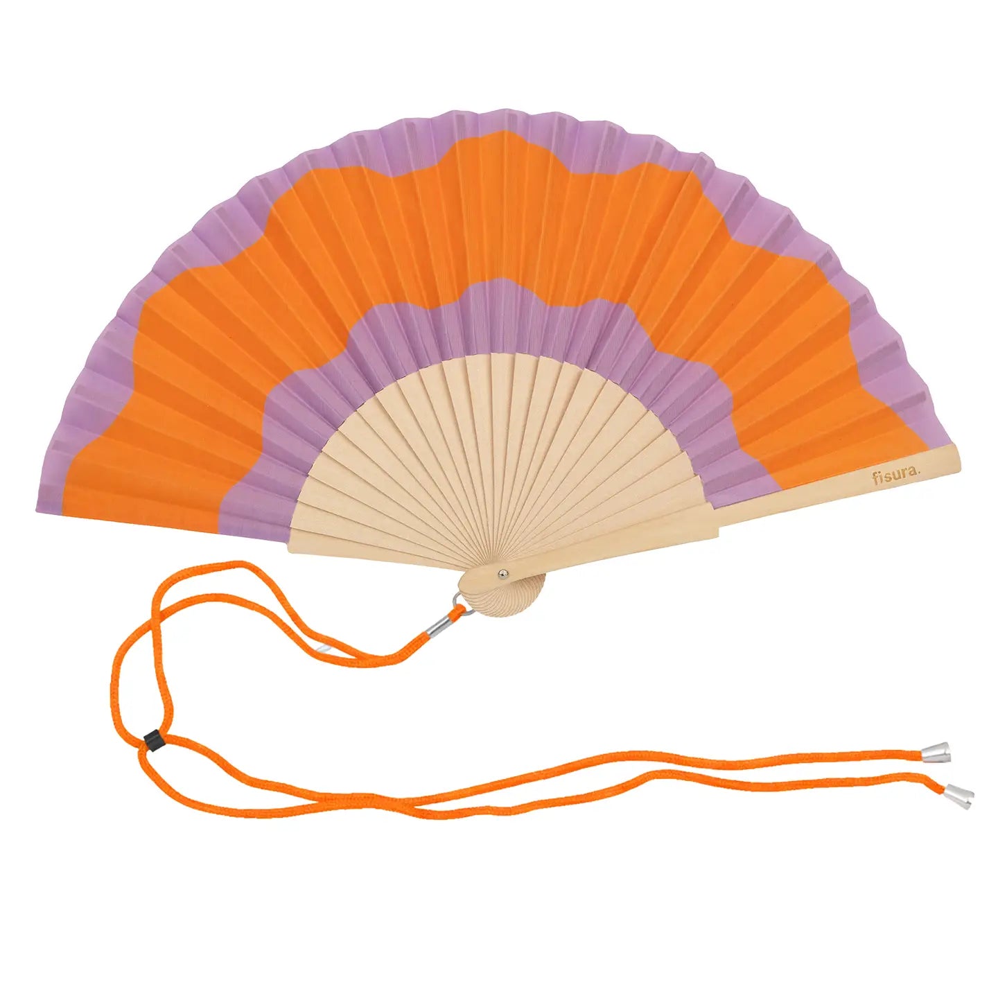 ORANGE AND PURPLE WAVES HAND FAN