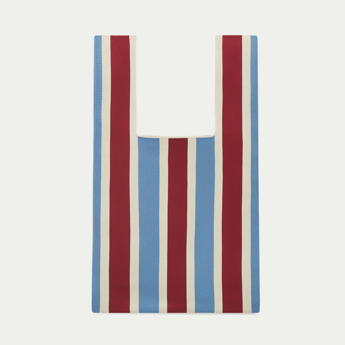 BLUE AND RED STRIPE KNITTED BAG | MEDIUM