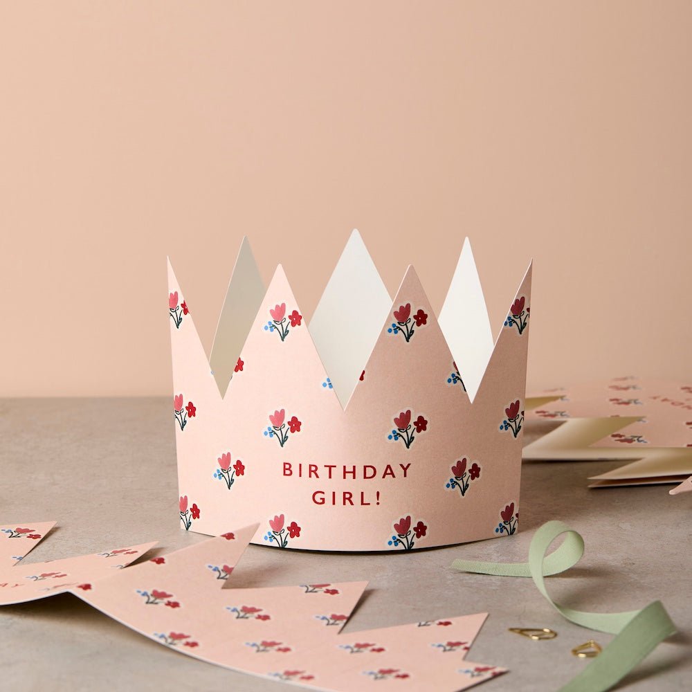 FLORAL PAPER CROWN BIRTHDAY CARD – “BIRTHDAY GIRL!” - OTHERLETTERS