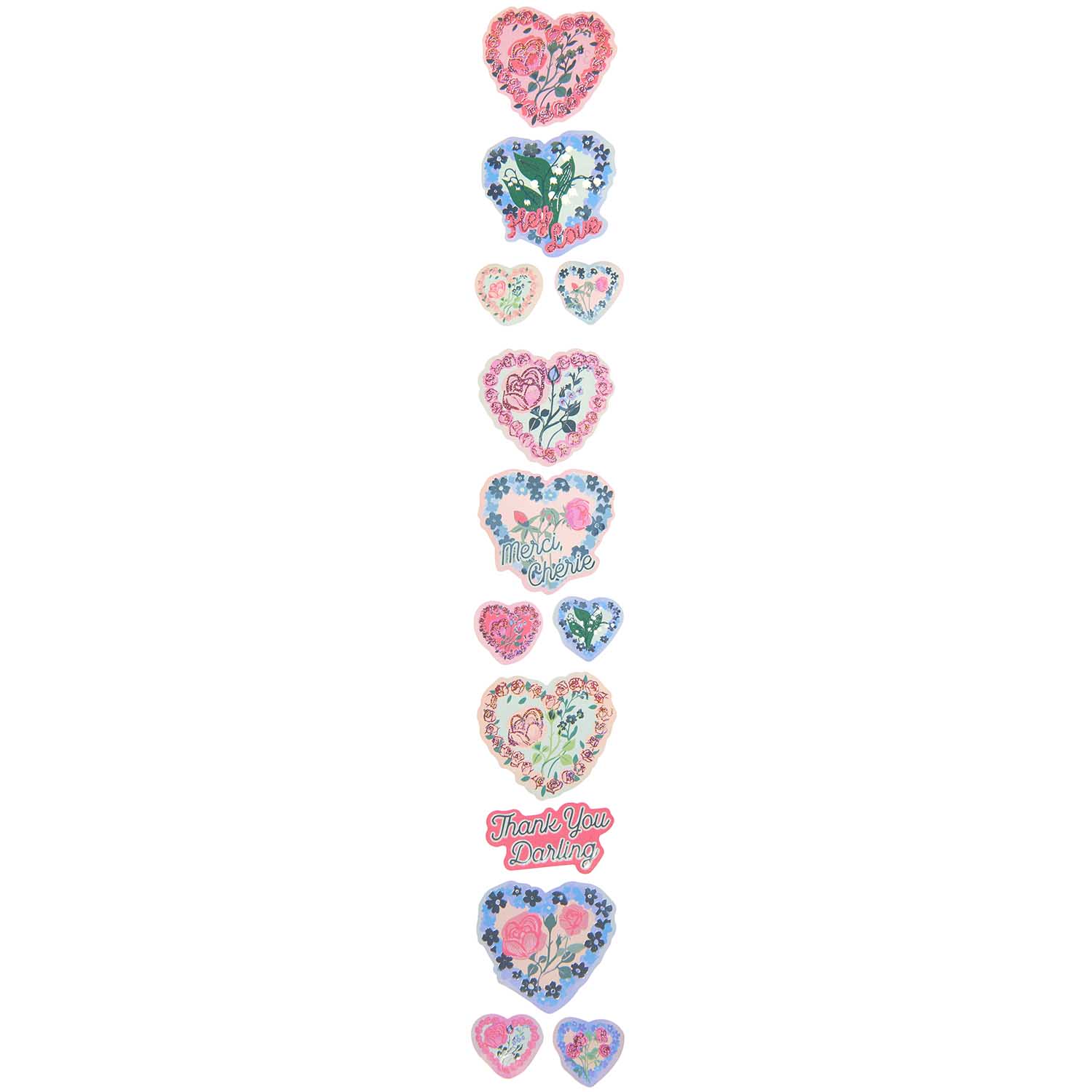 FLOWER HEART STICKERS ON A ROLL - OTHERLETTERS