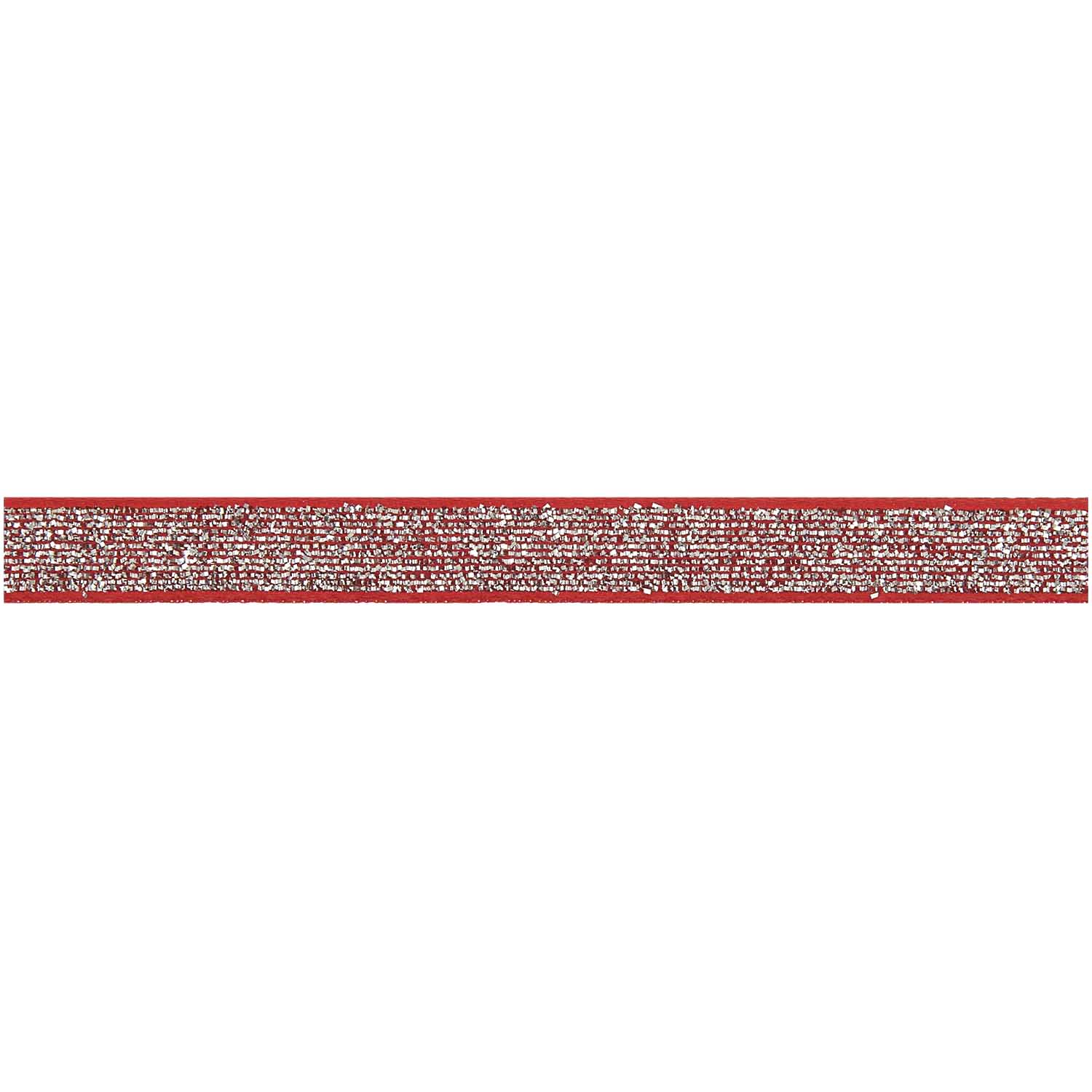 GLITTER RIBBON RED & SILVER 10mm - OTHERLETTERS