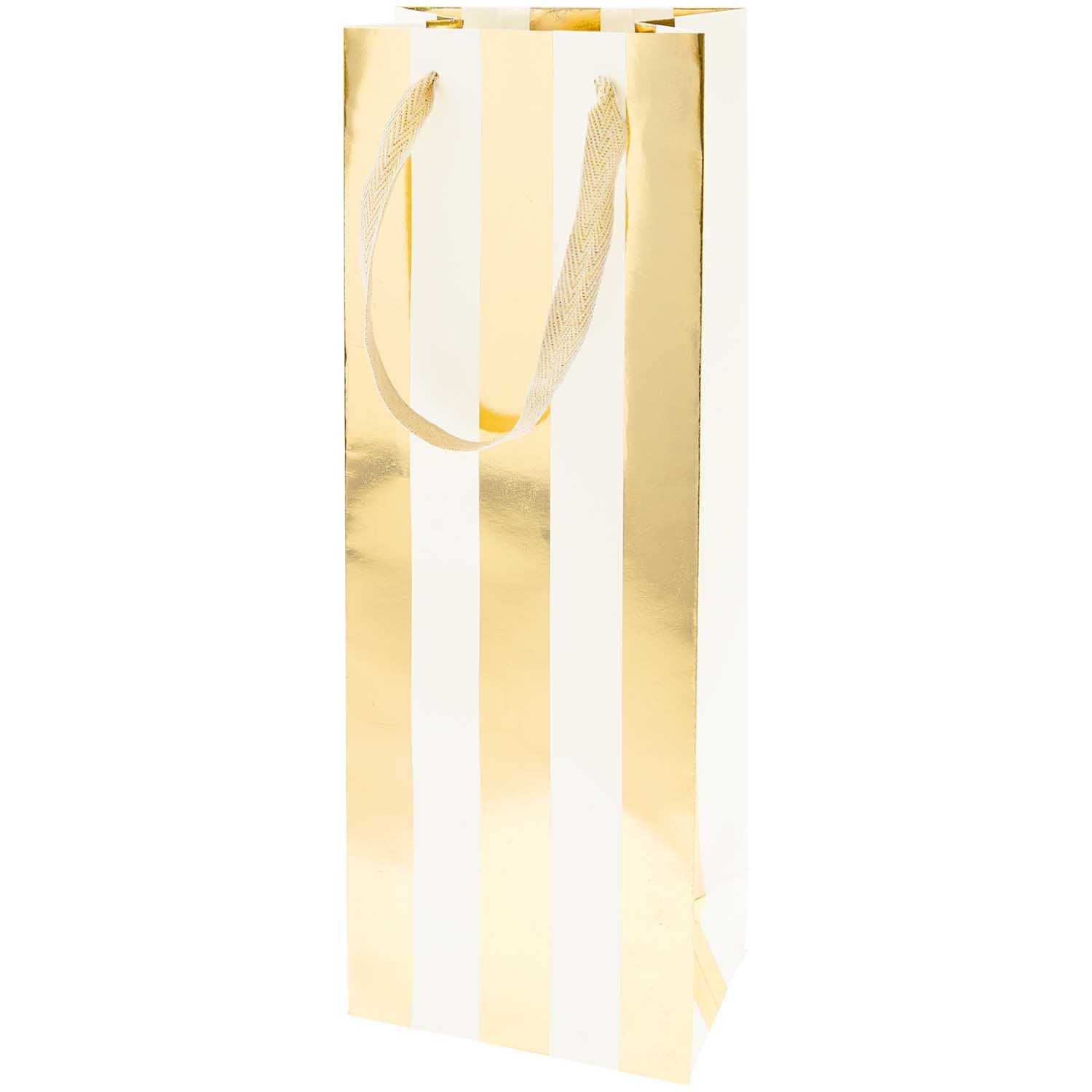 GOLD & WHITE STRIPED BOTTLE BAG - OTHERLETTERS
