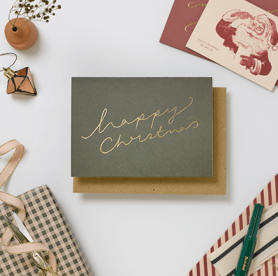 GREEN HAPPY CHRISTMAS | CARD BY KATIE LEAMON - OTHERLETTERS