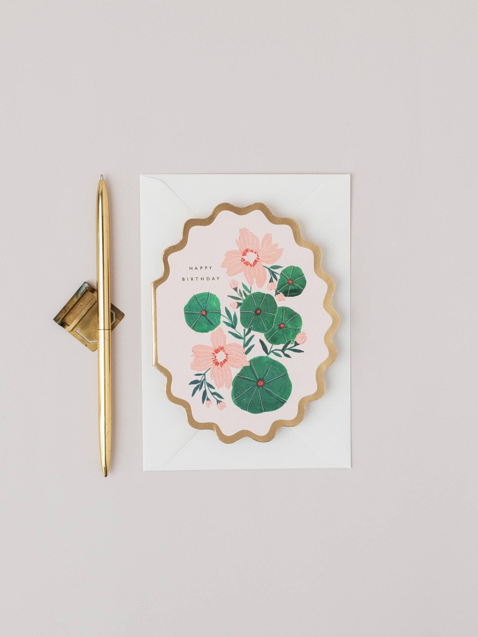 HAPPY BIRTHDAY BOTANICAL SCALLOP DIE CUT | CARD BY KATIE HOUSLEY - OTHERLETTERS