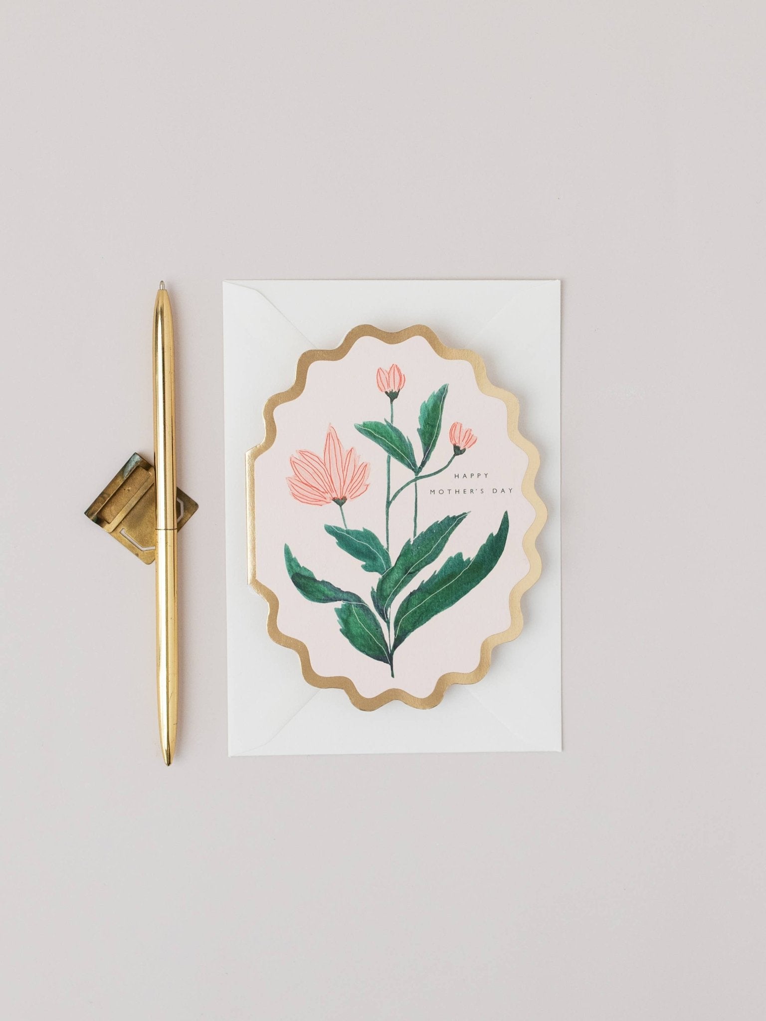 HAPPY MOTHERS DAY BOTANICAL SCALLOP DIE CUT | CARD BY KATIE HOUSLEY - OTHERLETTERS