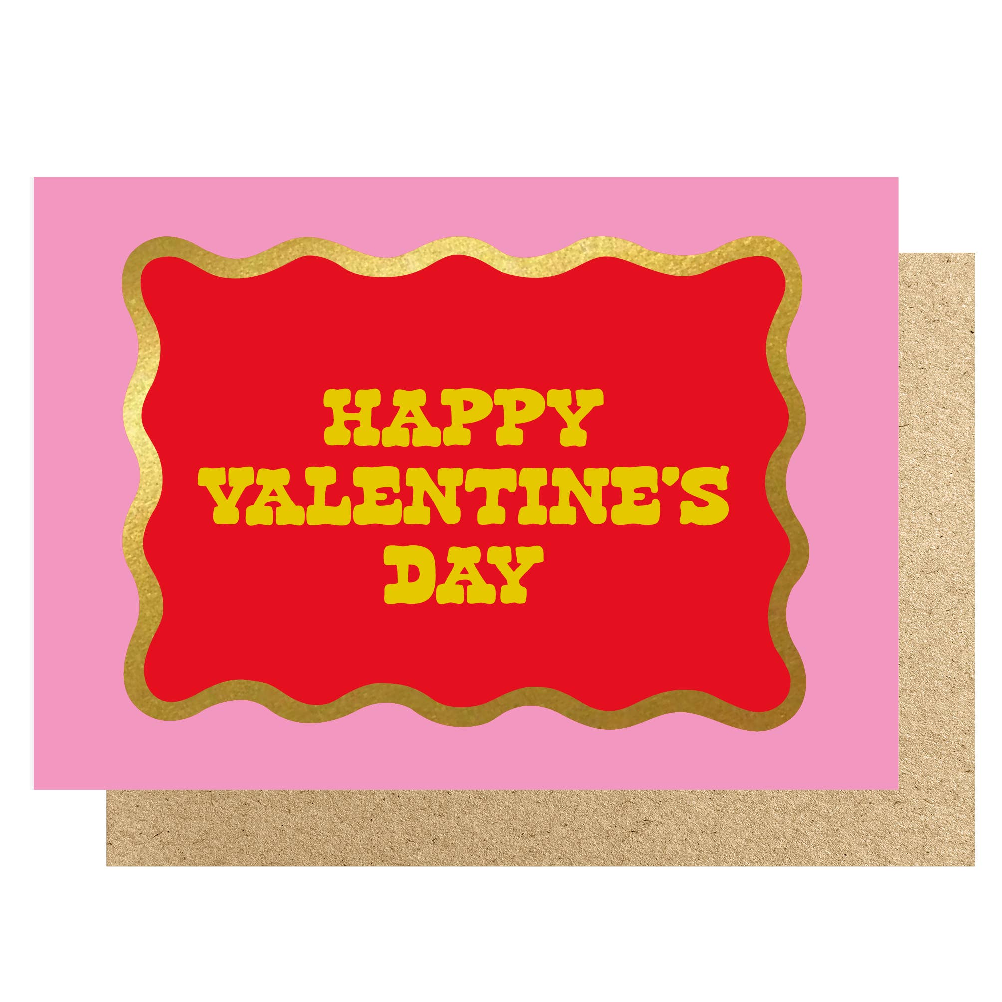 HAPPY VALENTINE'S DAY GOLD WAVY BORDER | CARD BY LUCKY INK - OTHERLETTERS