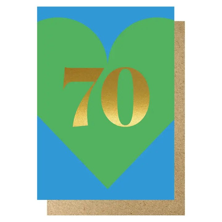HEART AGE 70 BLUE/GREEN | CARD BY LUCKY INK - OTHERLETTERS