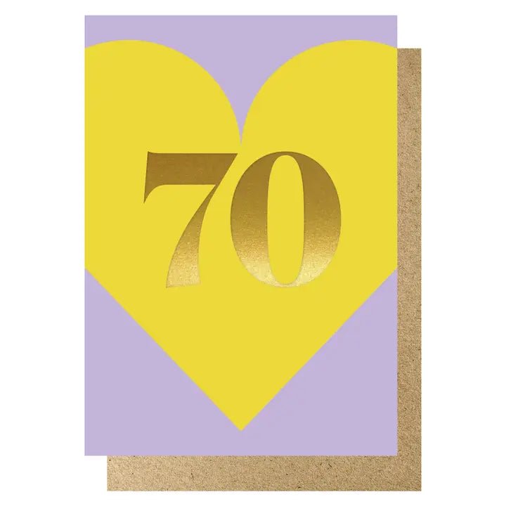HEART AGE 70 LILAC/YELLOW \ CARD BY LUCKY INK - OTHERLETTERS