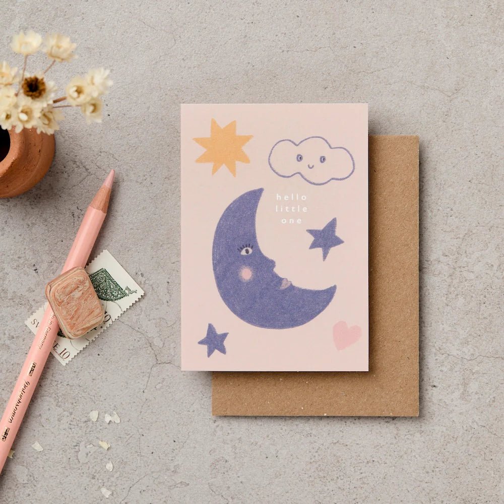 HELLO LITTLE ONE MOON | MINI CARD BY KATIE LEAMON - OTHERLETTERS