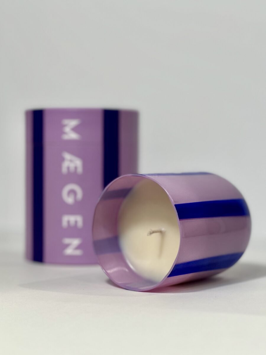 NAVY/ LILAC MAEGEN ATINA STRIPE CANDLE | BLACKCURRANT OUDH - OTHERLETTERS