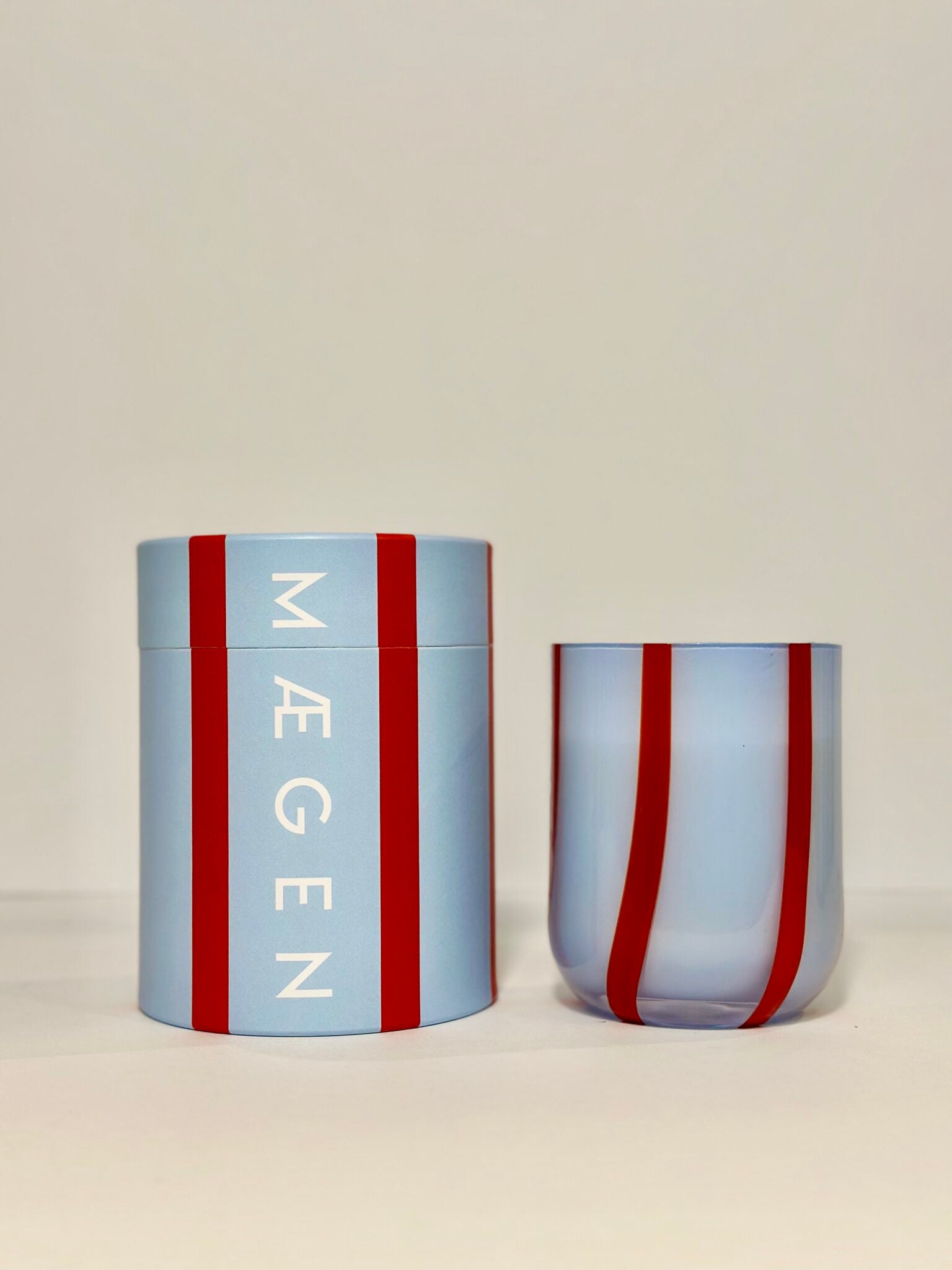 BLUE/ RED MAEGEN ATINA STRIPE CANDLE | TOMATO & MINT LEAF - OTHERLETTERS