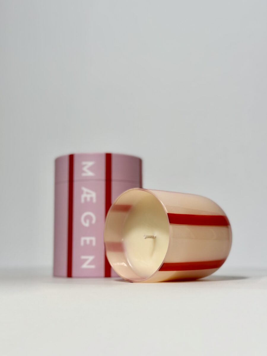 PINK/ RED MAEGEN ATINA STRIPE CANDLE | ORANGE BLOSSOM & BASIL - OTHERLETTERS
