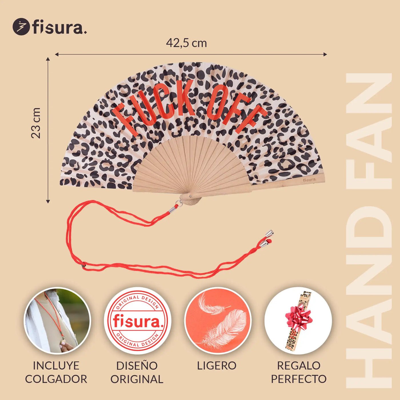 LEOPARD 'FUCK OFF' HAND FAN - OTHERLETTERS