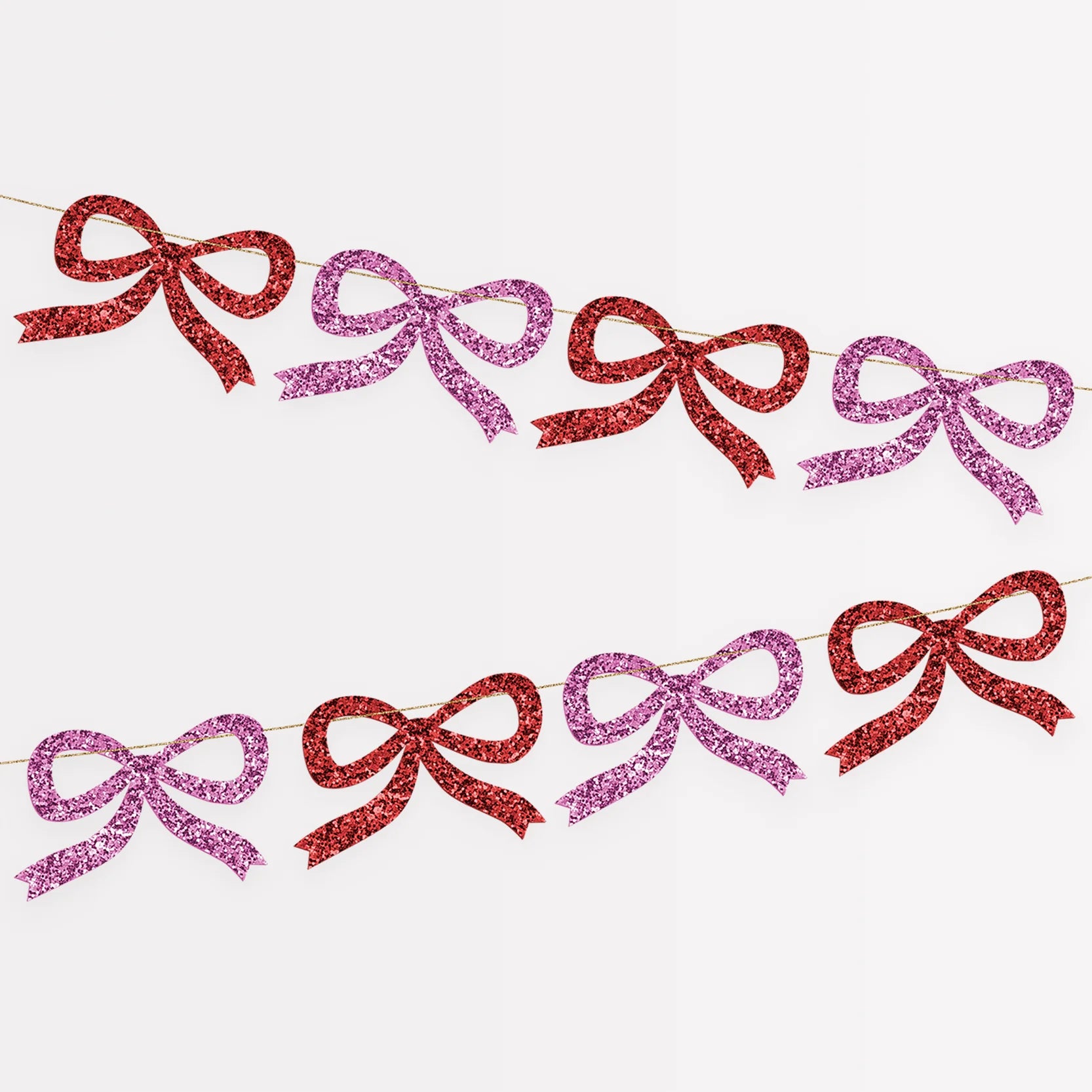 Red and pink glitter bow garland for party decoration
