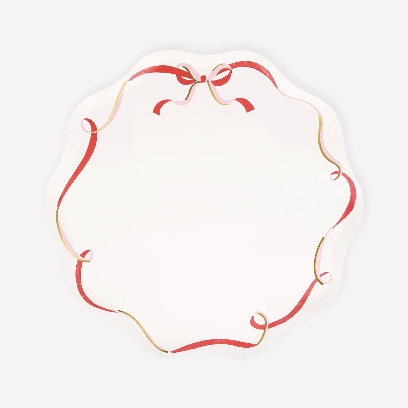 Ribbon bow print paper plates for Christmas parties