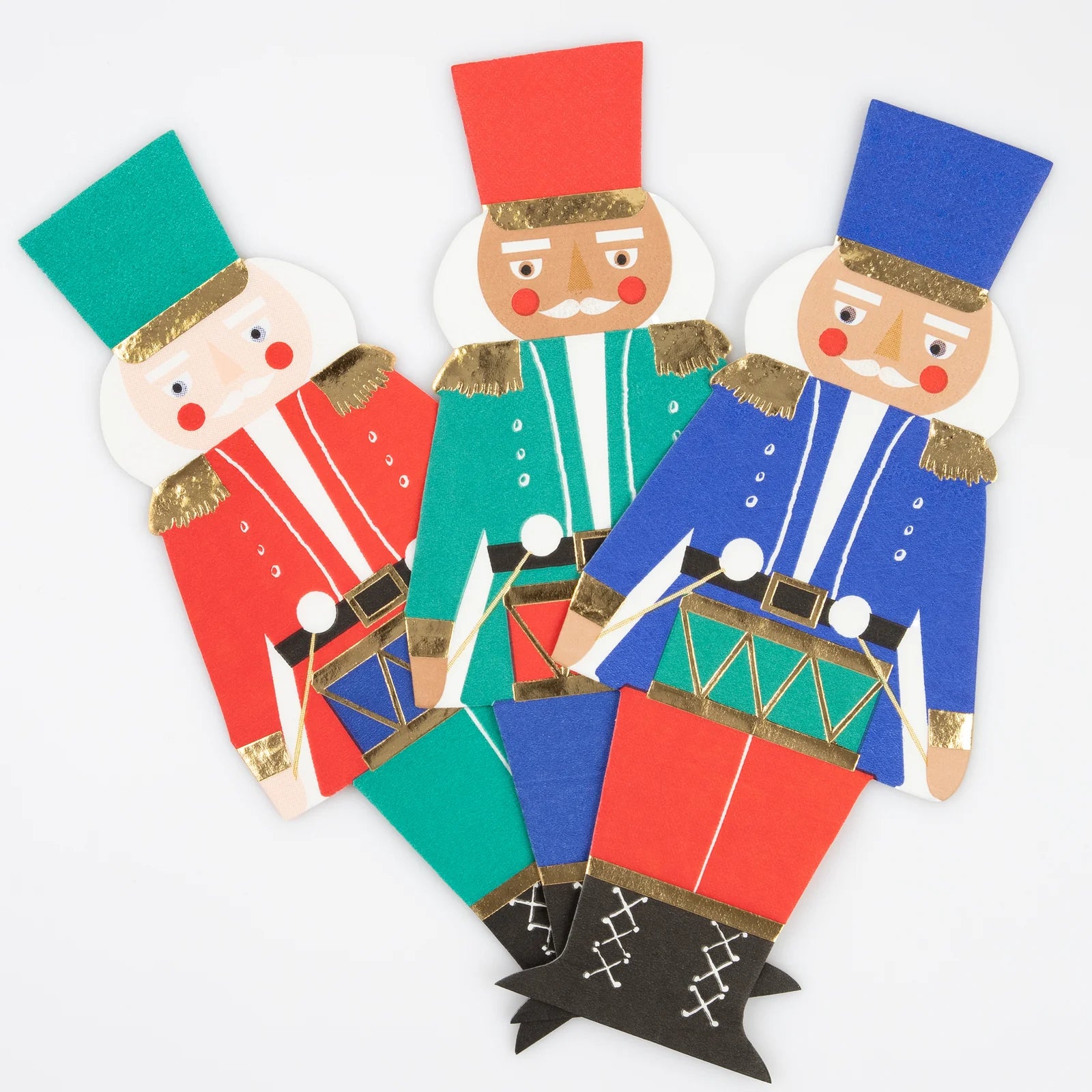 Nutcracker napkins folded and displayed