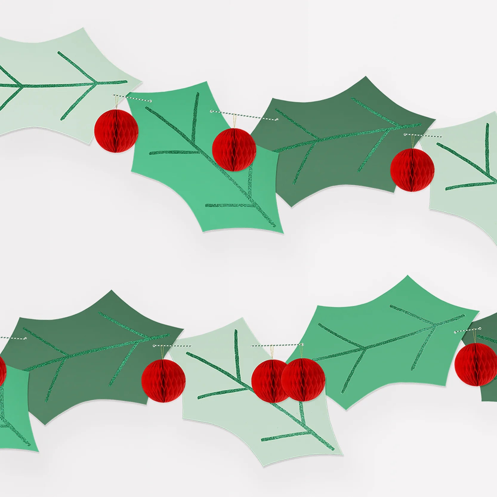 Honeycomb holly garland for Christmas decoration