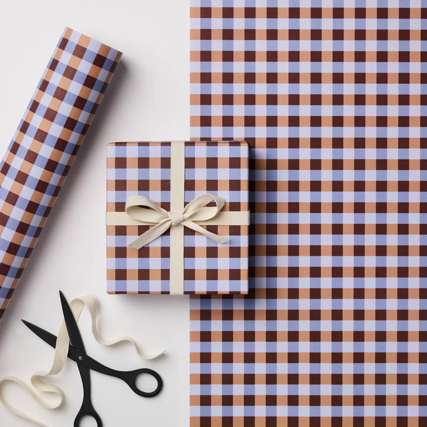 MULTI COLOUR GINGHAM GIFT WRAP | 3 SHEETS ROLLED - OTHERLETTERS
