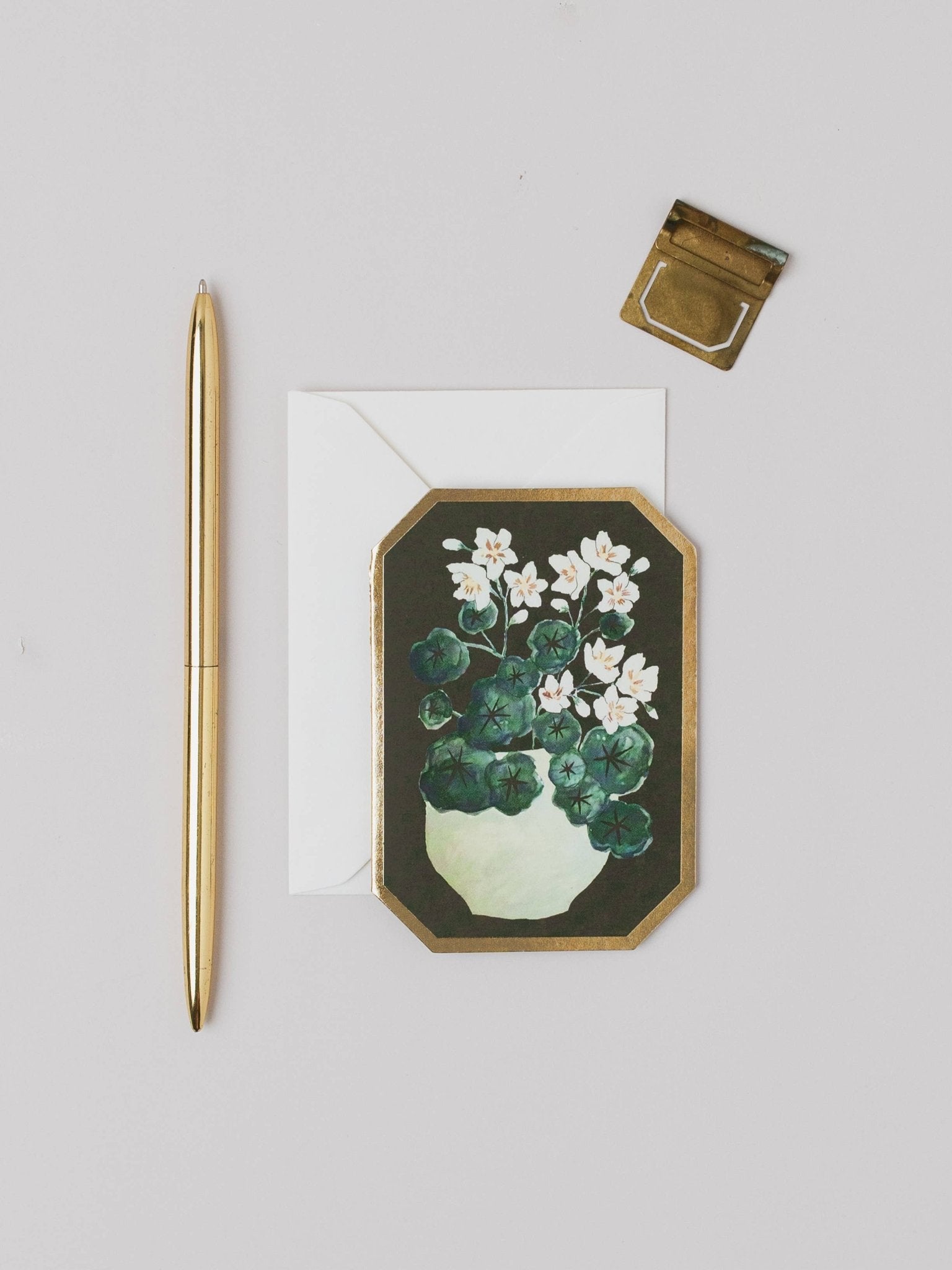 NASTURTIUM BOTANICAL DIE CUT MINI FLORAL CARD - OTHERLETTERS