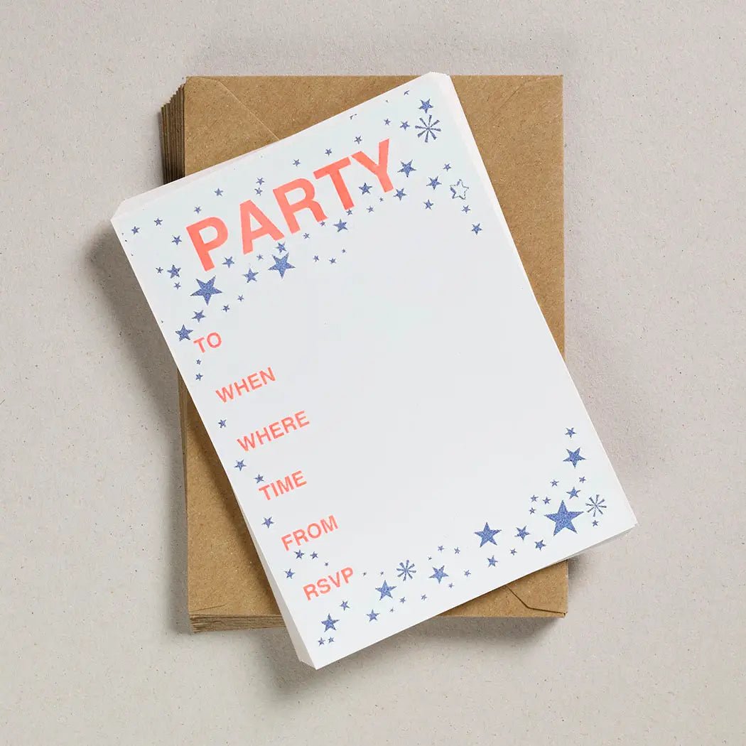 NEON ORANGE & BLUE PARTY INVITES | BY PETRA BOASE - OTHERLETTERS