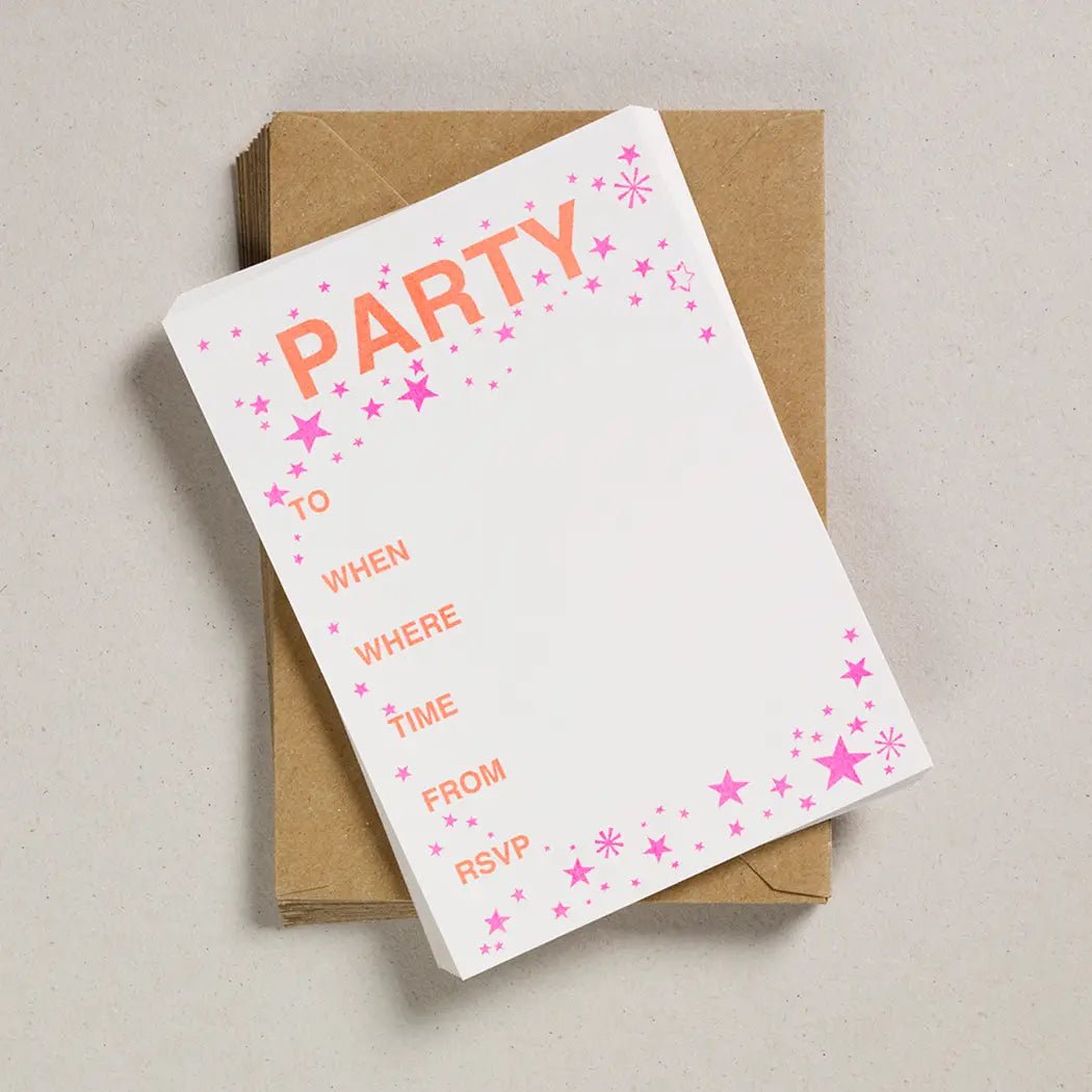 NEON PINK & ORANGE PARTY INVITES | BY PETRA BOASE - OTHERLETTERS