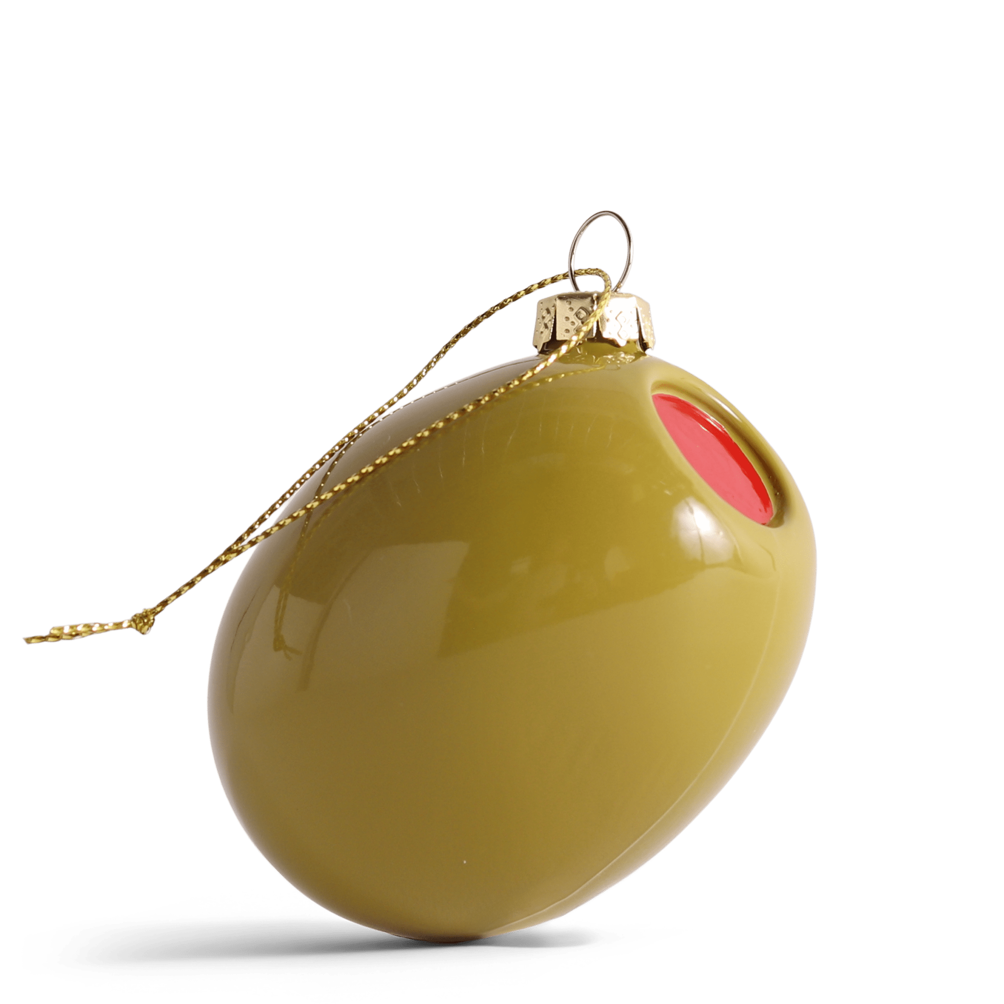 OLIVE GLASS TREE DECORATION, 7CM - OTHERLETTERS