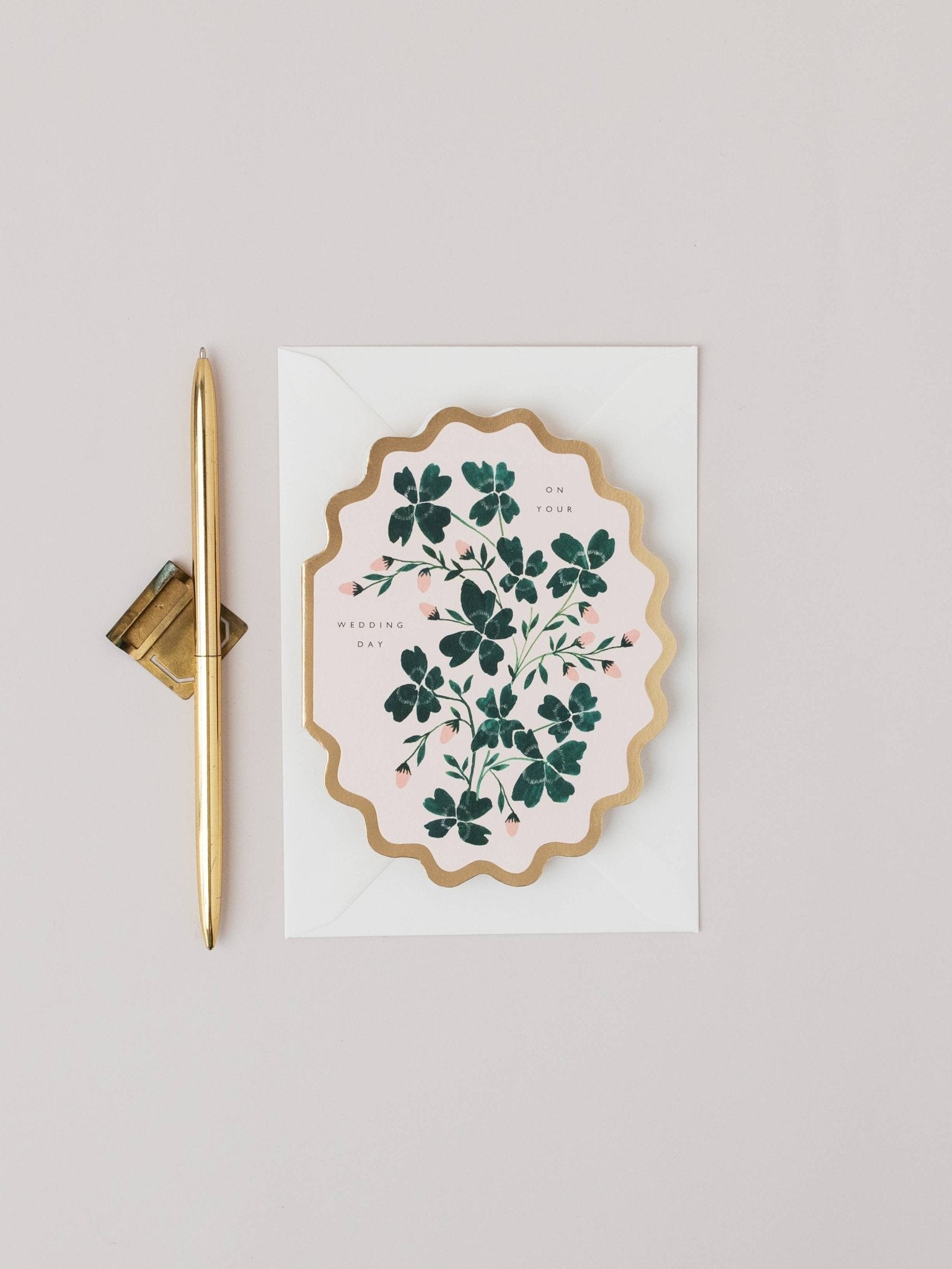 ON YOUR WEDDING DAY BOTANICAL SCALLOP DIE CUT | CARD BY KATIE HOUSLEY - OTHERLETTERS