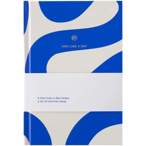 One Line a Day journal in blue swirl design