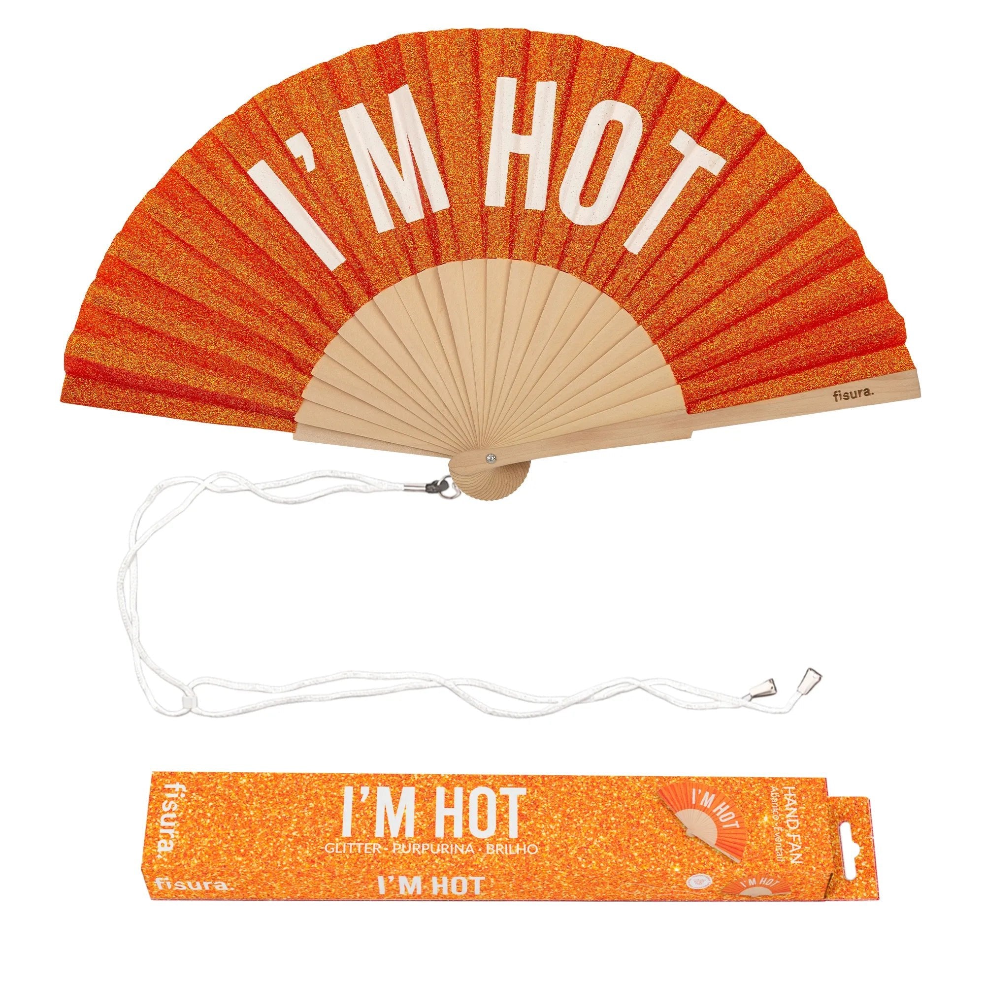 ORANGE GLITTER I"M HOT HAND FAN - OTHERLETTERS