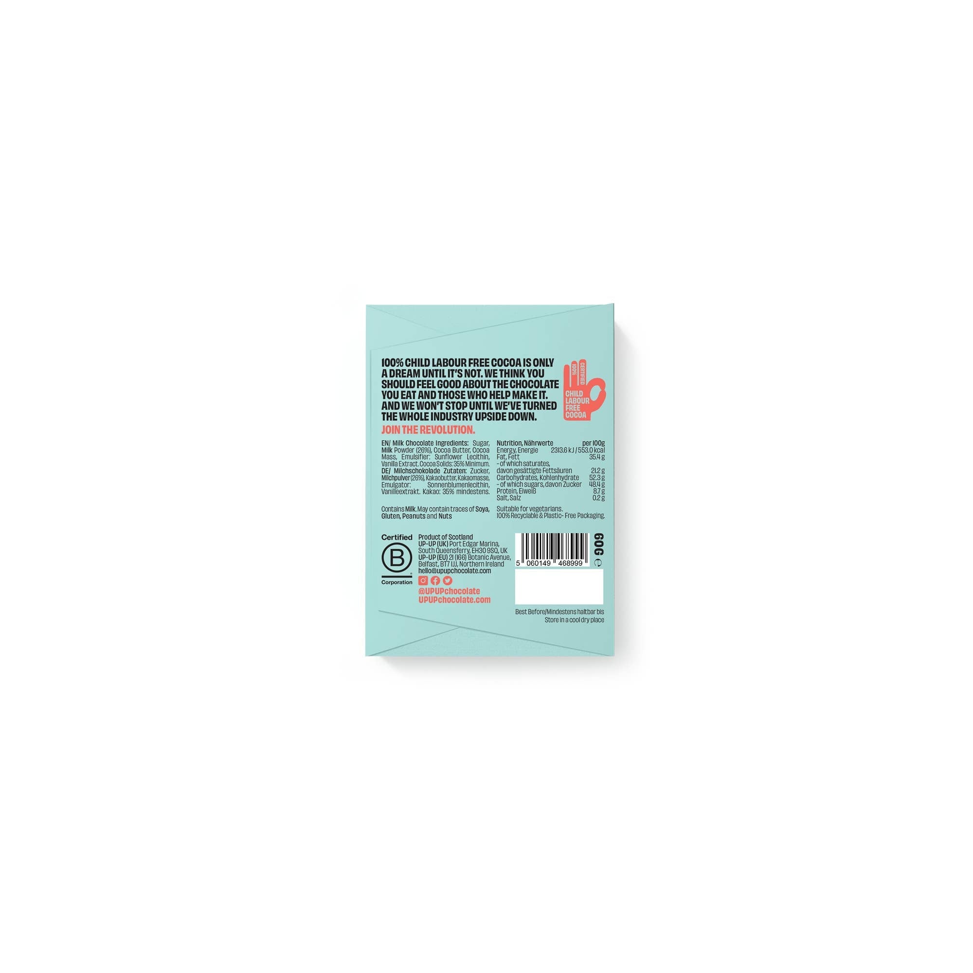 ORIGINAL MILK MINI CHOCOLATE BAR BY UP UP 60g - OTHERLETTERS