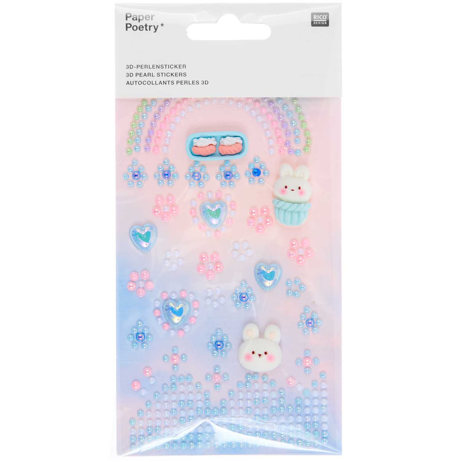 PEARL STICKERS WITH 3D SHAPES | RAINBOW BLUE - OTHERLETTERS