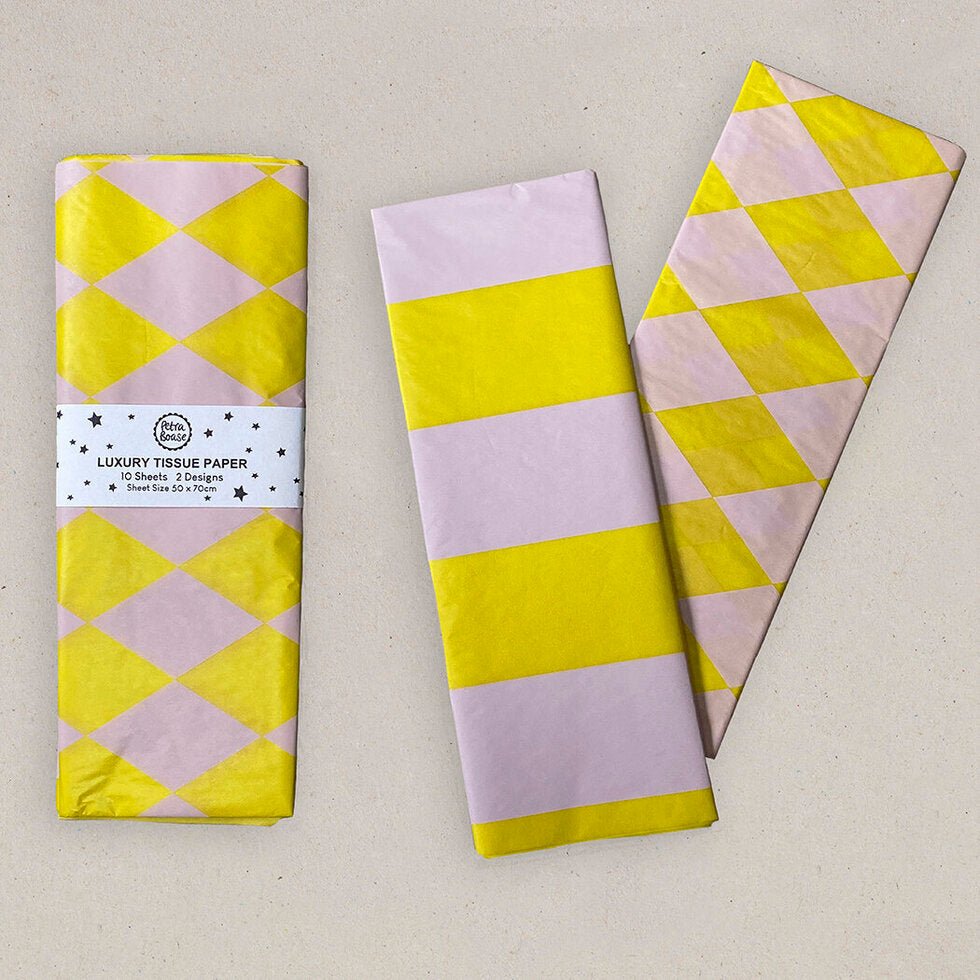 PETRA BOASE LUXURY TISSUE PAPER | DIAMOND/ STRIPE ACID YELLOW/ DUSTY LILAC - OTHERLETTERS