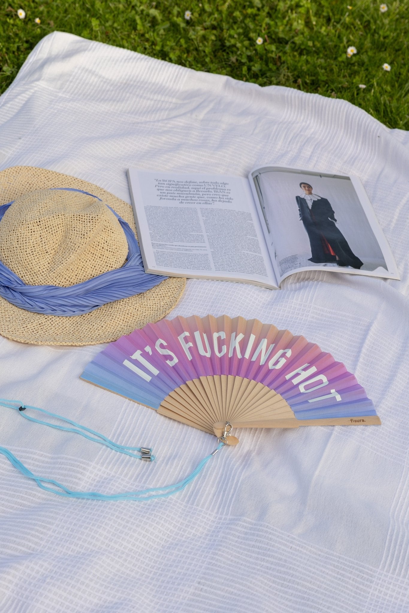 * PRE ORDER* PASTEL OMBRE GLOW IN THE DARK "IT'S FUCKING HOT" HAND FAN - OTHERLETTERS