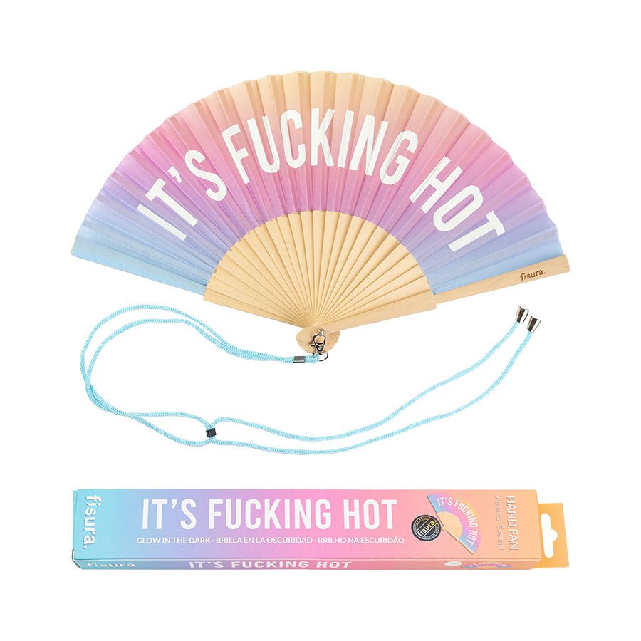 * PRE ORDER* PASTEL OMBRE GLOW IN THE DARK "IT'S FUCKING HOT" HAND FAN - OTHERLETTERS
