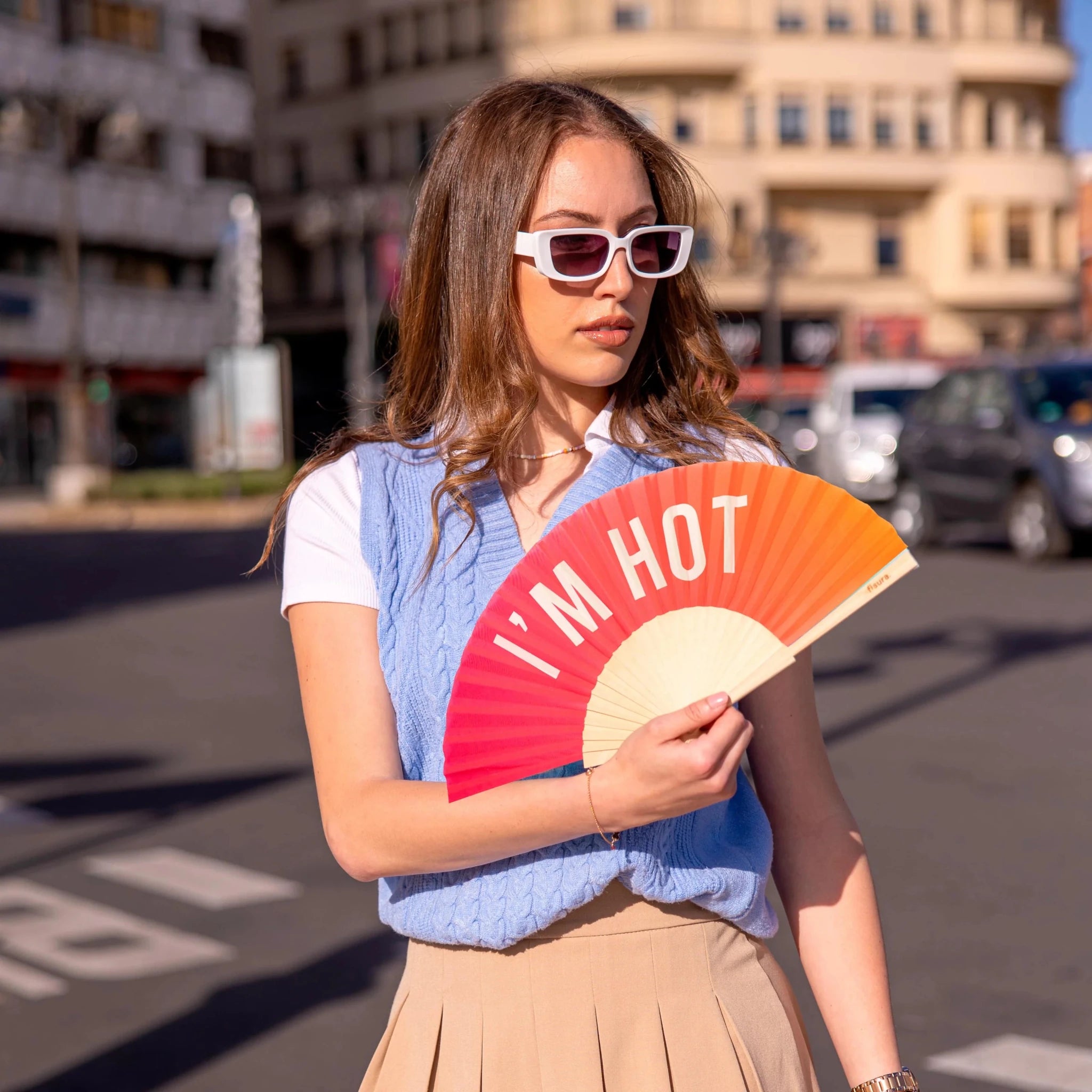 * PRE ORDER* RED ORANGE OMBRE "I'M HOT" HAND FAN - OTHERLETTERS