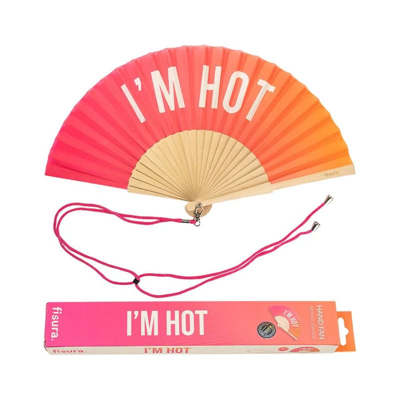 * PRE ORDER* RED ORANGE OMBRE "I'M HOT" HAND FAN - OTHERLETTERS