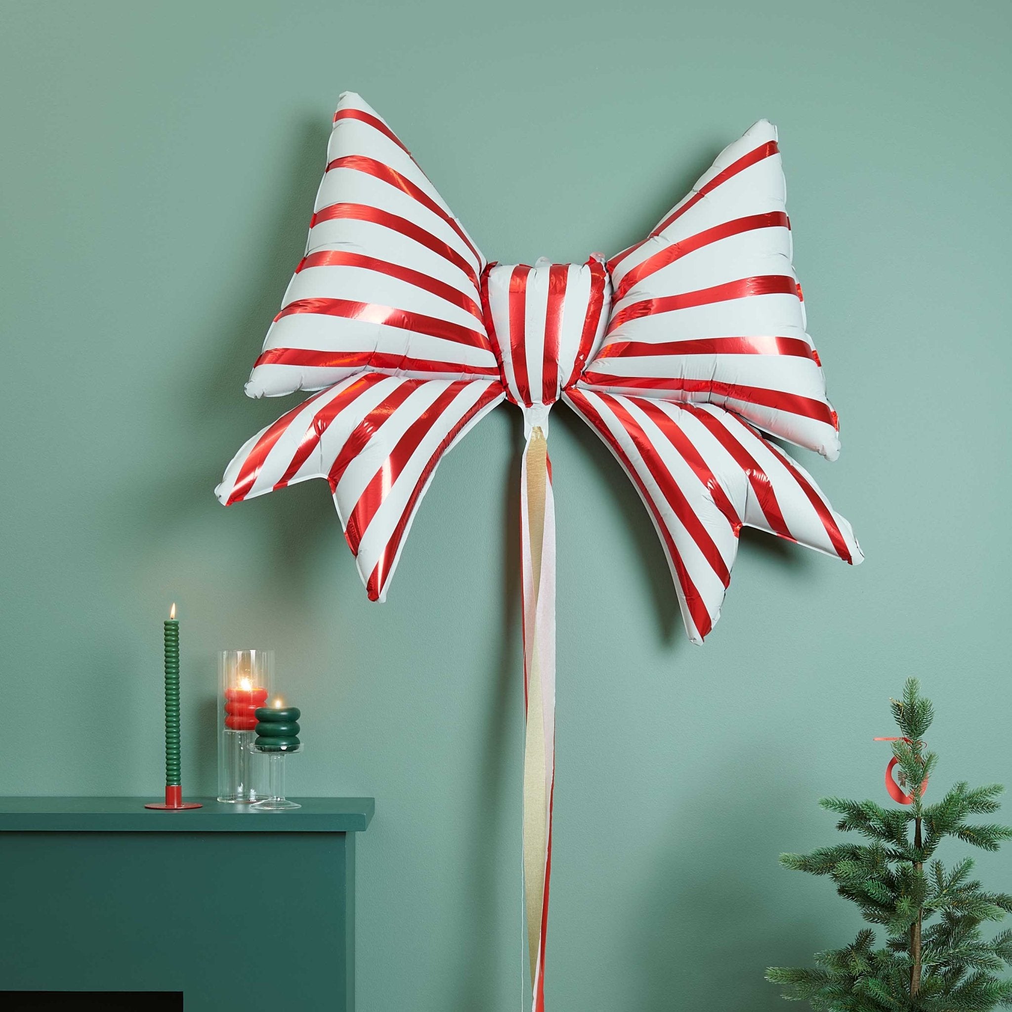 RED & WHITE STRIPE FOIL BALLOON - OTHERLETTERS