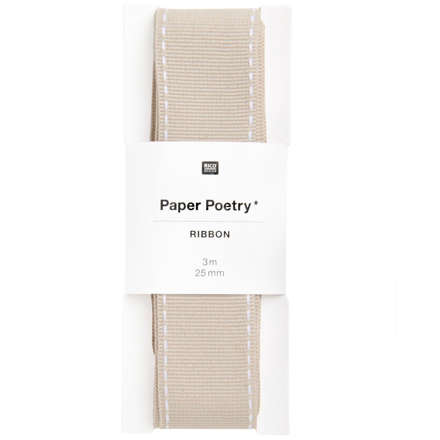 RIBBON WITH SEAM | BEIGE & WHITE 25mm - OTHERLETTERS