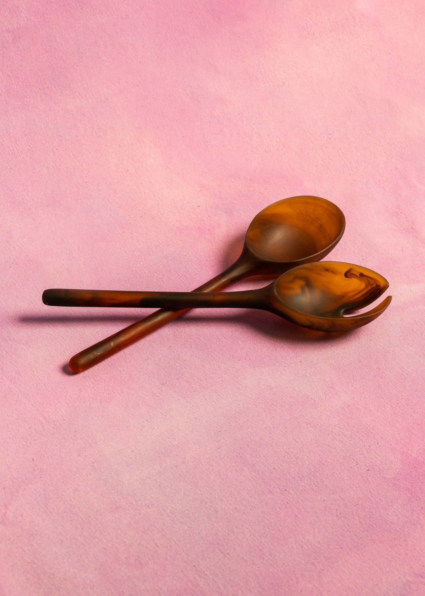 Amber resin salad servers set for dining