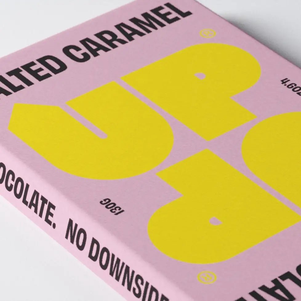 SALTED CARAMEL MILK CHOCOLATE BAR BY UP UP 120g - OTHERLETTERS