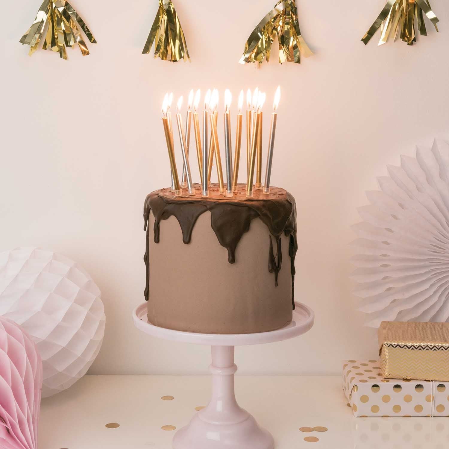 SHORT BIRTHDAY CANDLES | GOLD & SILVER MIX - OTHERLETTERS