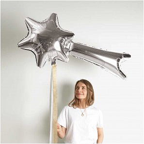 SILVER SHOOTING STAR FOIL BALLOON - OTHERLETTERS