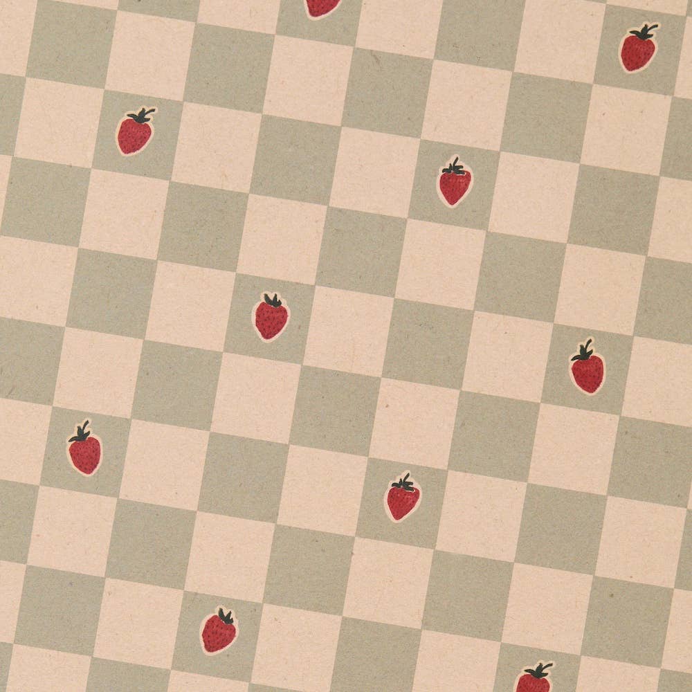 STRAWBERRY CHEQUERED WRAPPING PAPER | 3 SHEETS ROLLED - OTHERLETTERS