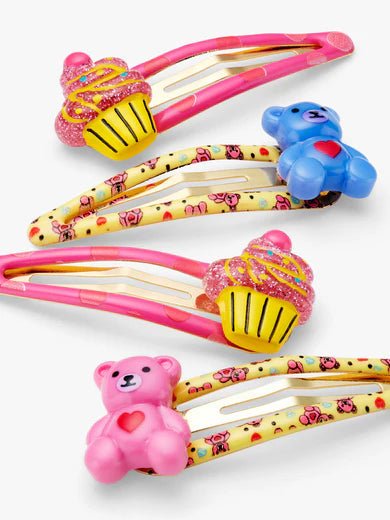 TEDDY AND CUPCAKE HAIR CLIPS SET - OTHERLETTERS
