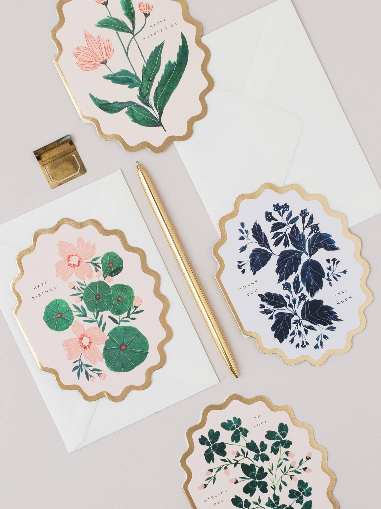 THANK YOU VERY MUCH BOTANICAL SCALLOP DIE CUT | CARD BY KATIE HOUSLEY - OTHERLETTERS