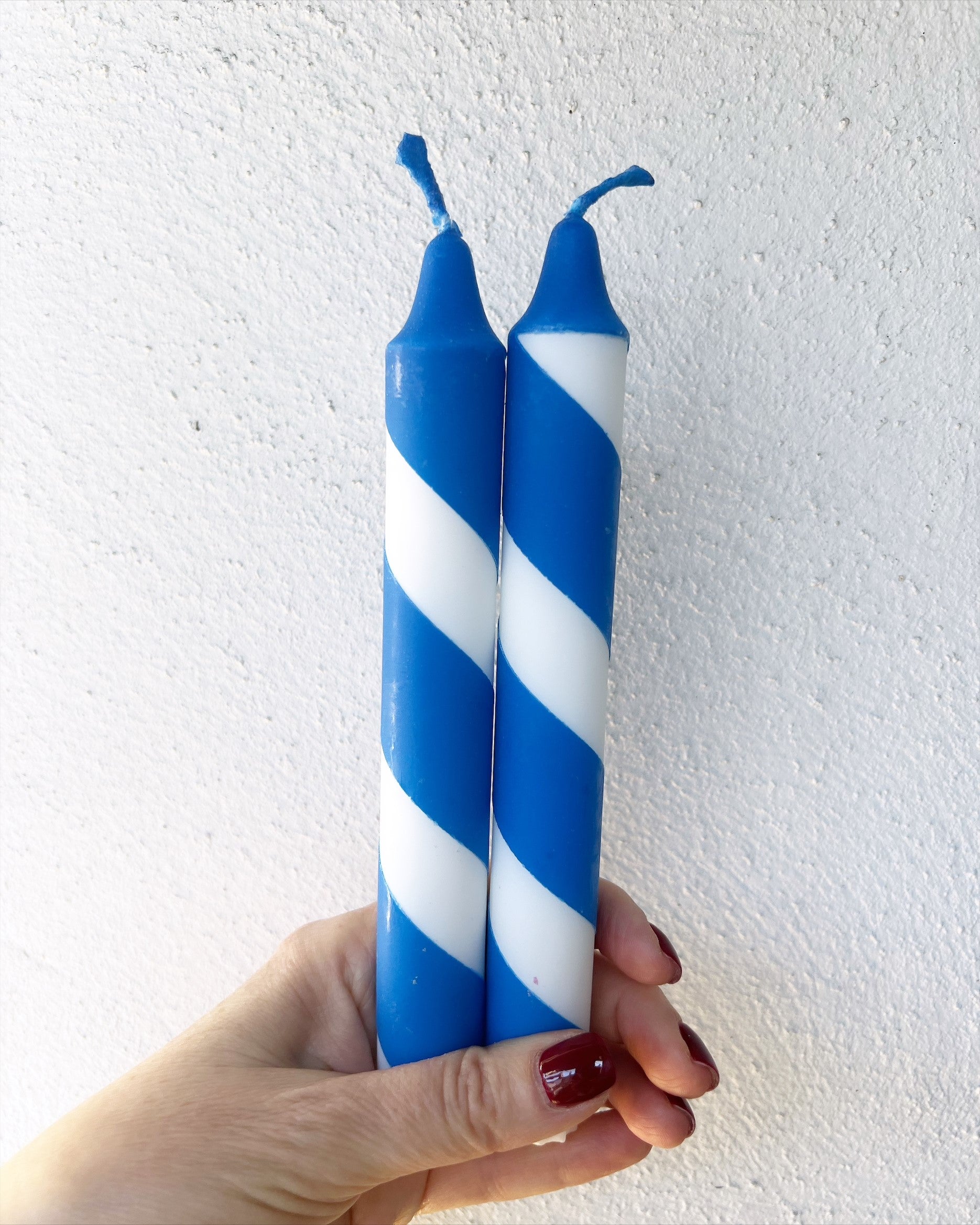 STRIPE DINING CANDLE | BLUE/WHITE