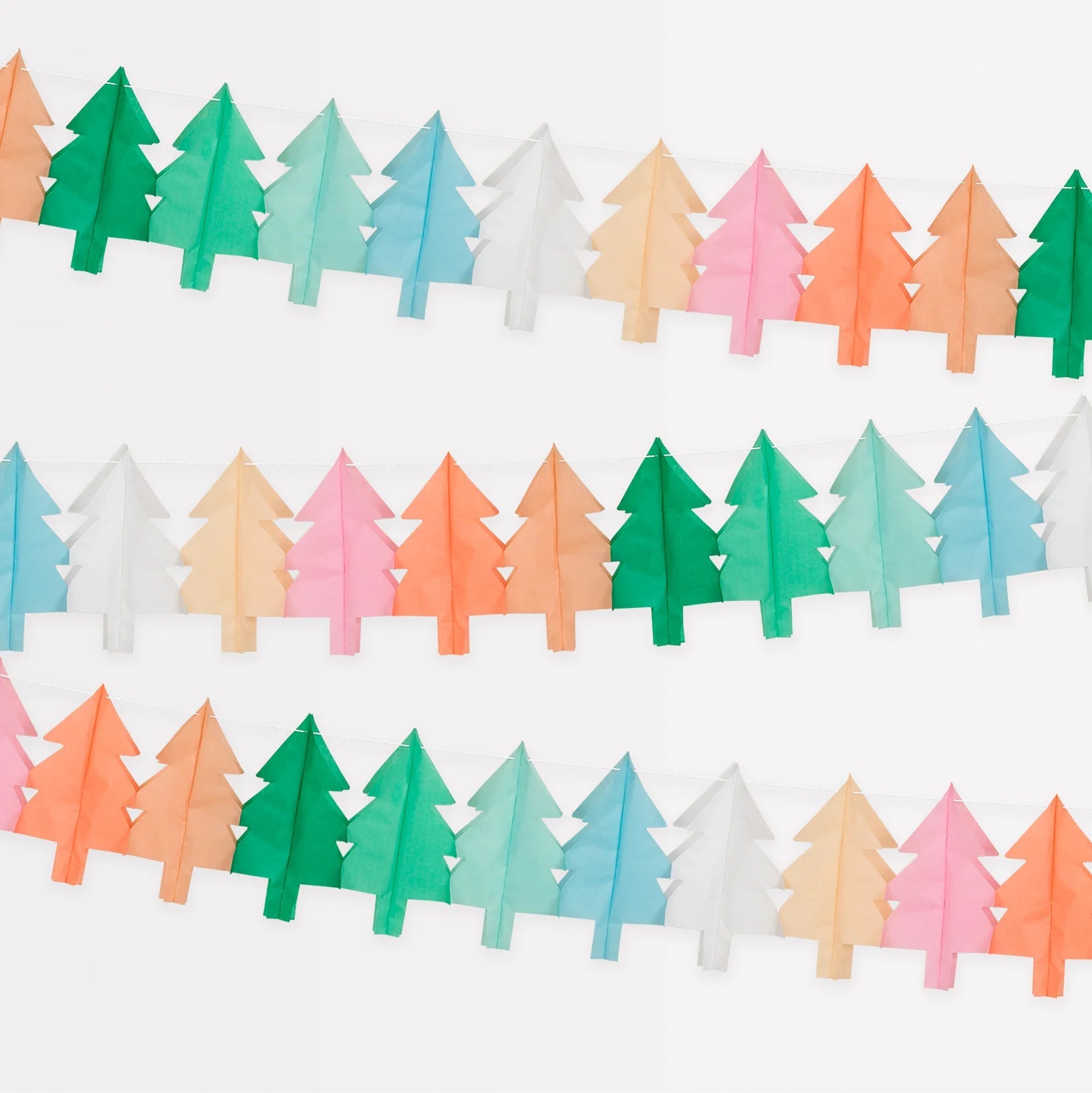 Tissue paper Christmas tree garland for festive decor