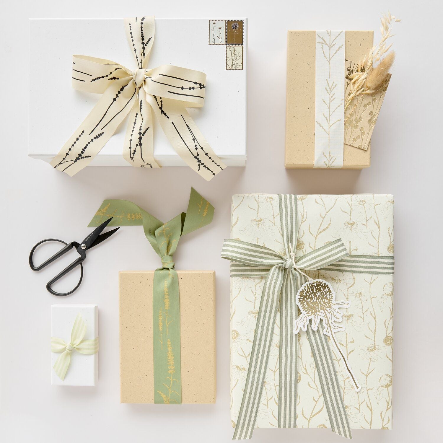 WOVEN DUO STRIPE RIBBON | SAGE & CREAM 25mm - OTHERLETTERS